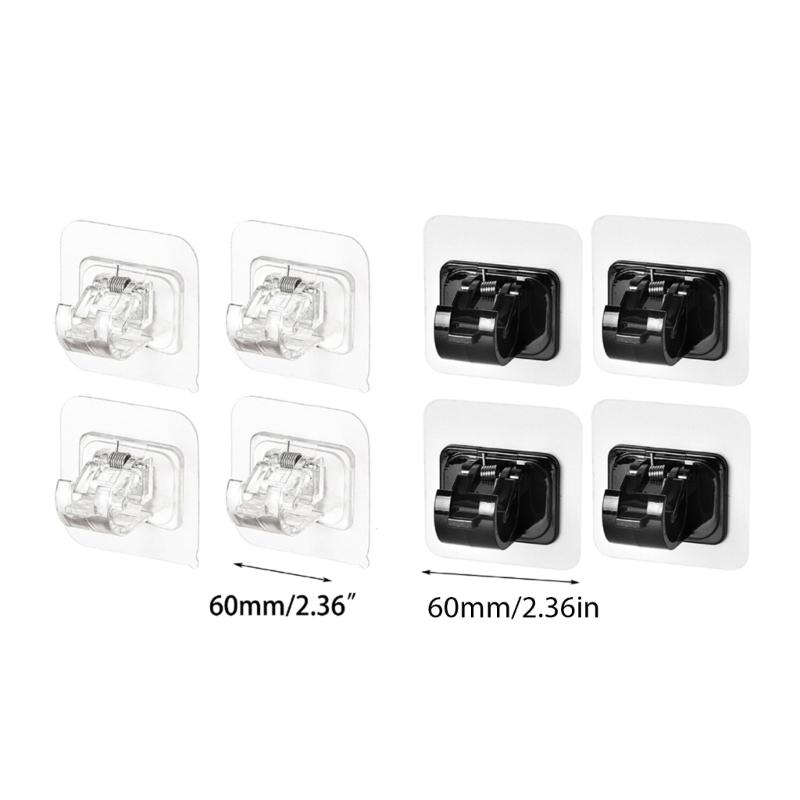 Clear Black Curtain Rod Holders Pack of 4 No Drilling Self-Adhesive Curtains Or Towel Rail Hooks for Hanging Curtains