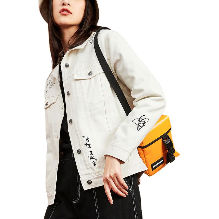 Li Ning X X-Girl Womens Domination Collaboration Solid Color Printed Single-Breasted Casual Jacket Women jackets Cloud-White AFDQ372-1