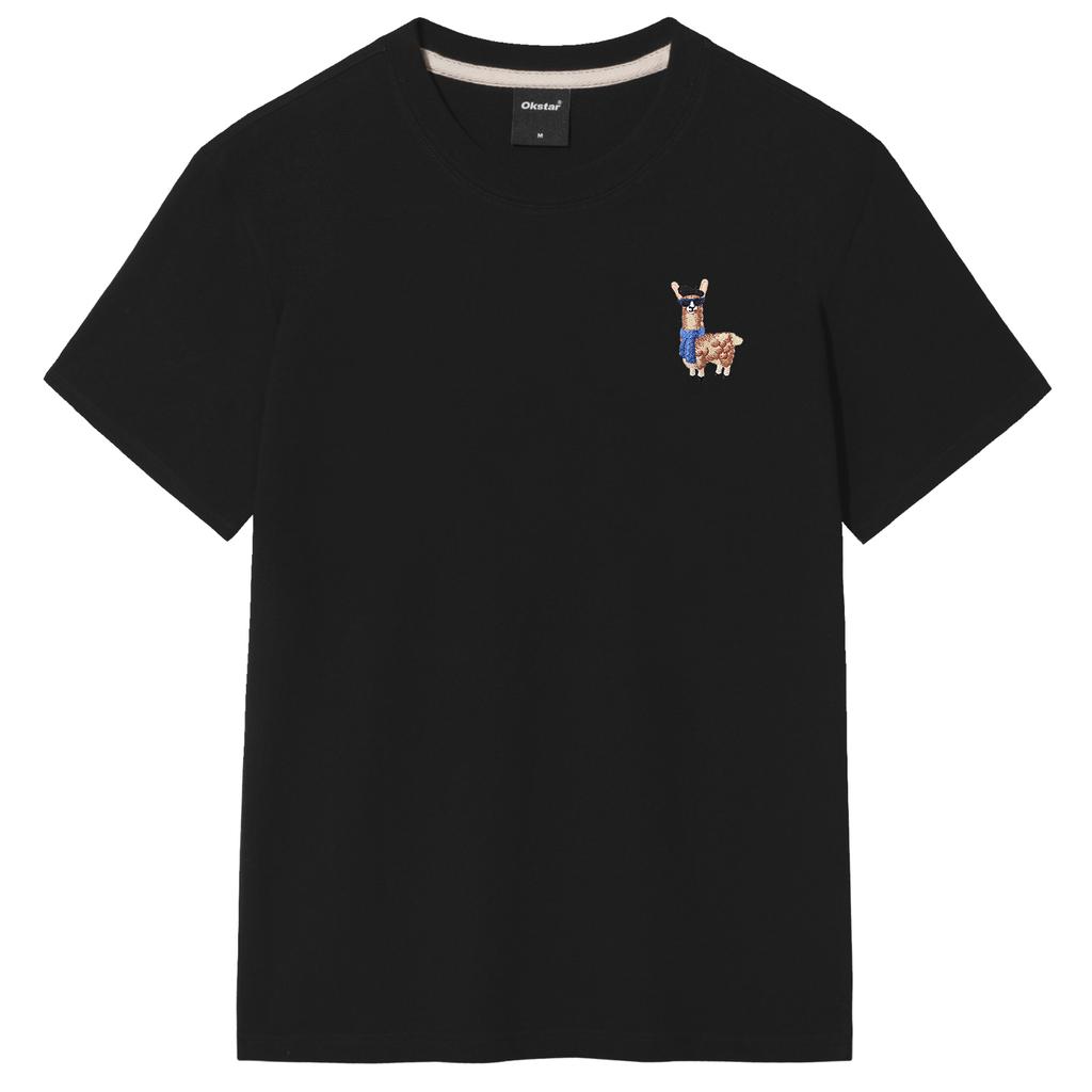 OKSTAR Alpaca Embroidered Short Sleeve T-Shirt (Type A)