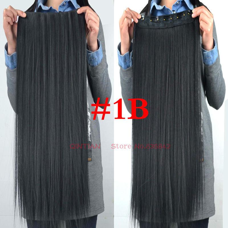 Cabello Liso 5 Clips Extensión de Cabello de Una Pieza Sintético Color Negro Marrón Postizos para Mujer para Uso Diario