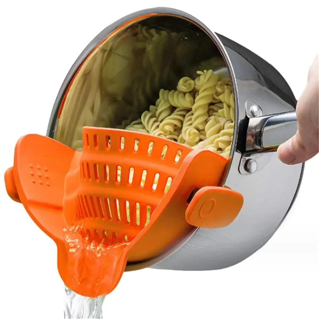 1Pcs Silicone Strainer, Pot Strainer, Adjustable Clip On Strainer For Pots Pans And Bowls, Kitchen Pot Strainer