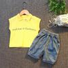 Summer Children's Suit Boys' Sleeveless Baby Jeans T-shirt Korean Version Lapel Two Piece Children's Suit