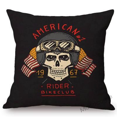 18" Vintage Motorcycle Club Poster Born To Ride Live To Ride Throw Pillow Case Us Funky Style Boy Husband Gift Cushion Cover