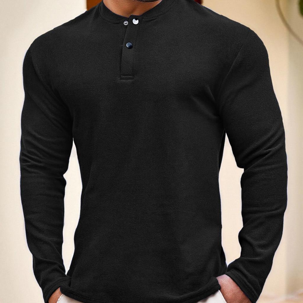 2025 New Autumn and Winter Long-sleeved Solid Color Outdoor Sports and Leisure German Velvet Long-sleeved Tops for Men