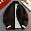 Men's Stand Collar Knitted Cardigan: Autumn/Winter Style, Trendy Youth, Velvet-Lined, Thick Sweater Coat.