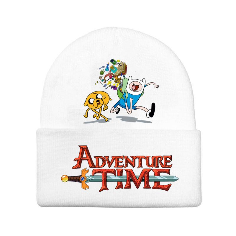 Adventure Time Cartoon Print Acrylic Knit Hat Winter Warm Unisex Beanie For Adults Teens