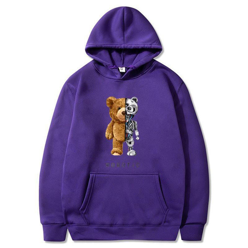 Men's Violent Bear Print Hoodie - Trendy European Fashion Pullover
