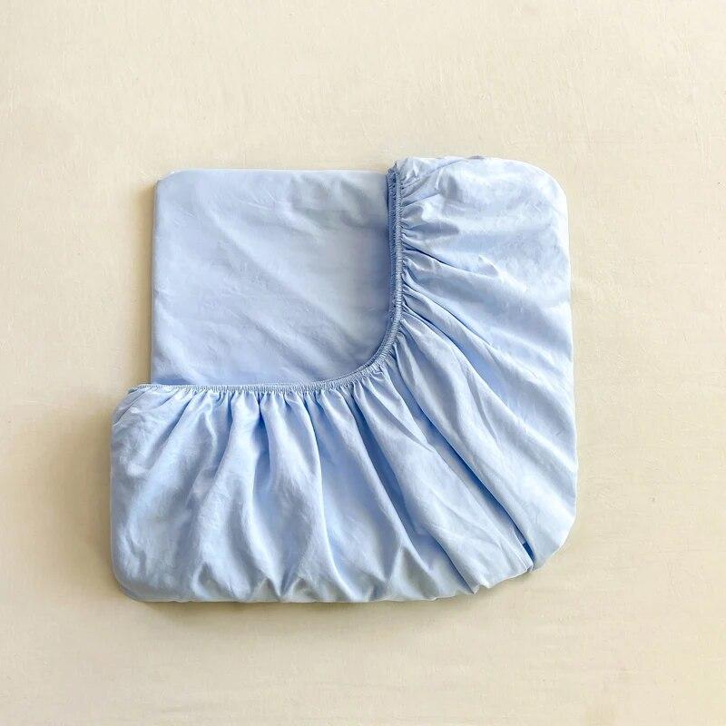 Cotton Bedding Fitted Sheet Elastic Band Around Mattress Cover Single Double King Queen Size Solid Color Bed Cover No Pillowcase