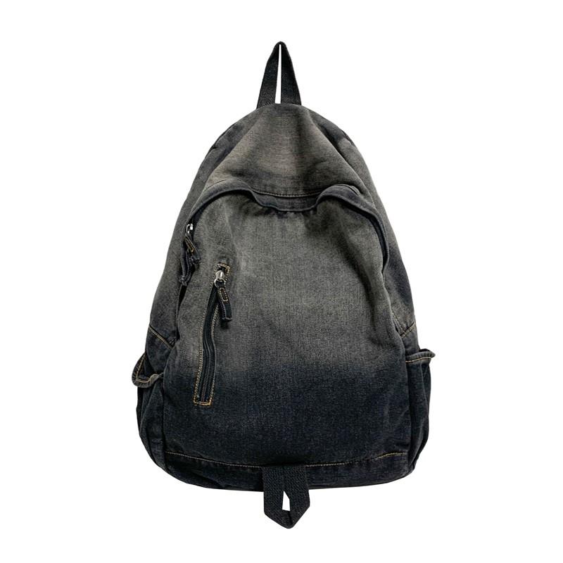 Gradient Retro Rucksack Große Kapazität Schüler Schultasche Jeans Rucksack