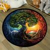 Tree of Life Round Area Rug Washable Artistic Botanical Floor Mat Cover for Living Room Bedroom Home Decor