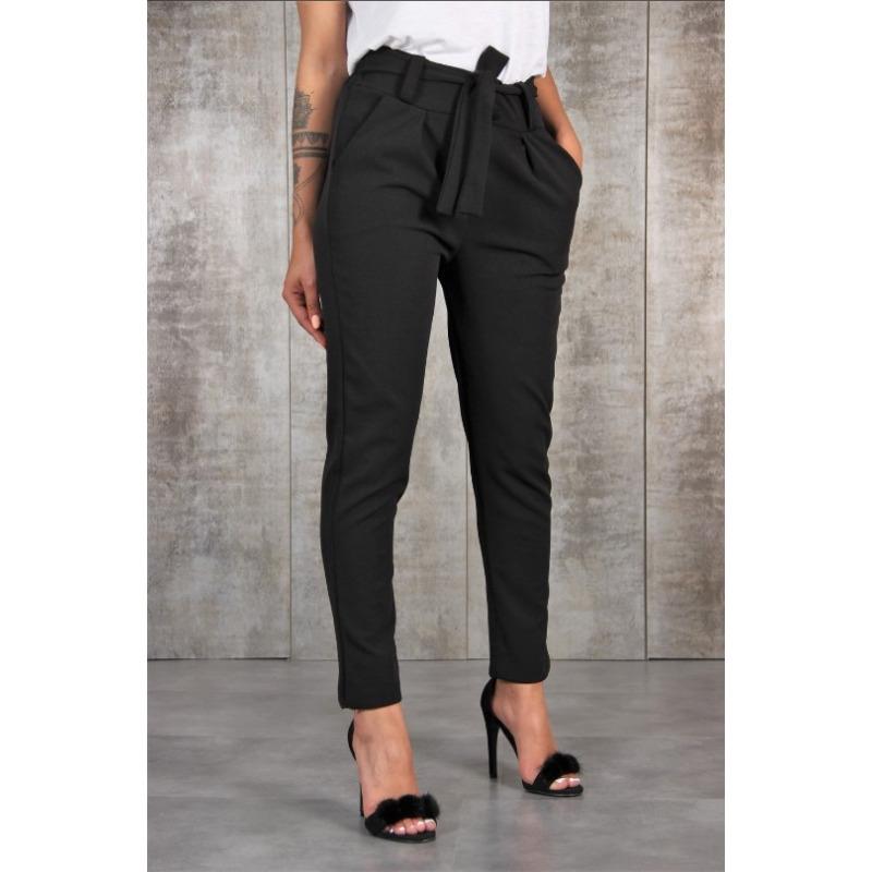 Women Clothing Casual Belted Elastic High Waist Harem Pants Long Trousers
