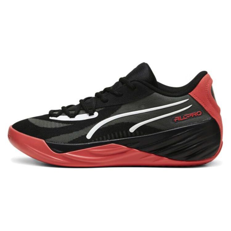 Puma All-Pro Nitro Unisex Black Red White Low Top Basketball Shoes Stylish Versatile 379079-08