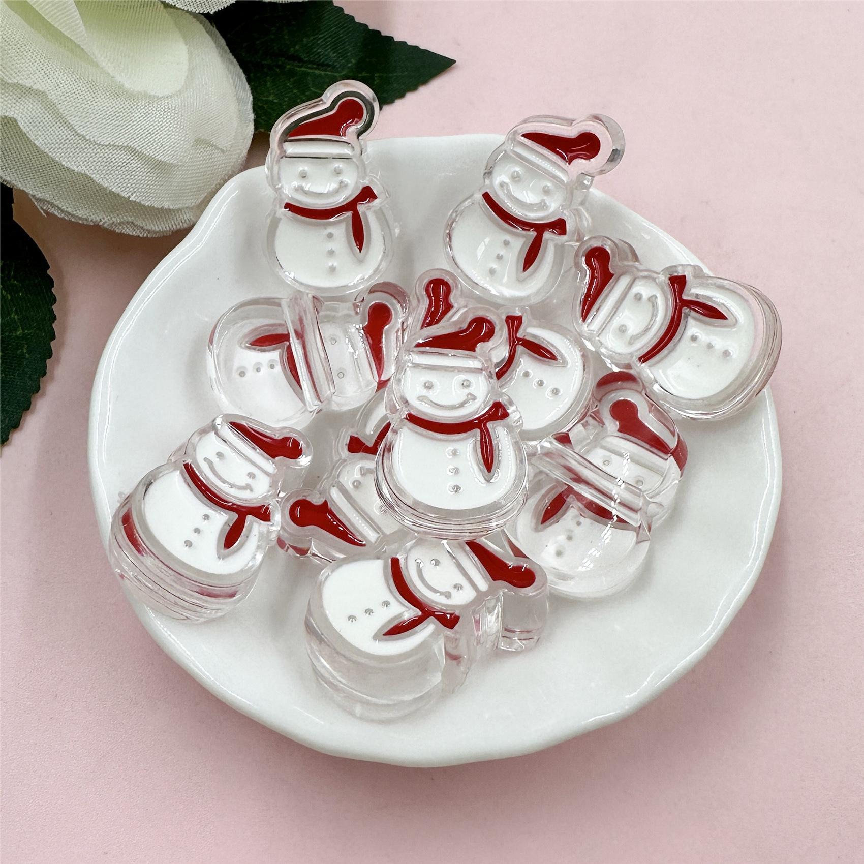 

10 шт., свободные головки, акриловые материалы, акриловые елочные клетки, перчатки снеговика, капельное масло, цепочки для мобильных телефонов, ожерелье, аксессуары, браслеты «сделай сам» Snowman