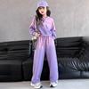 Lila Farbverlauf Hoodie und Jogginghose Set für Mädchen - Stylischer Frühjahrs-/Herbst-Freizeitanzug 2026