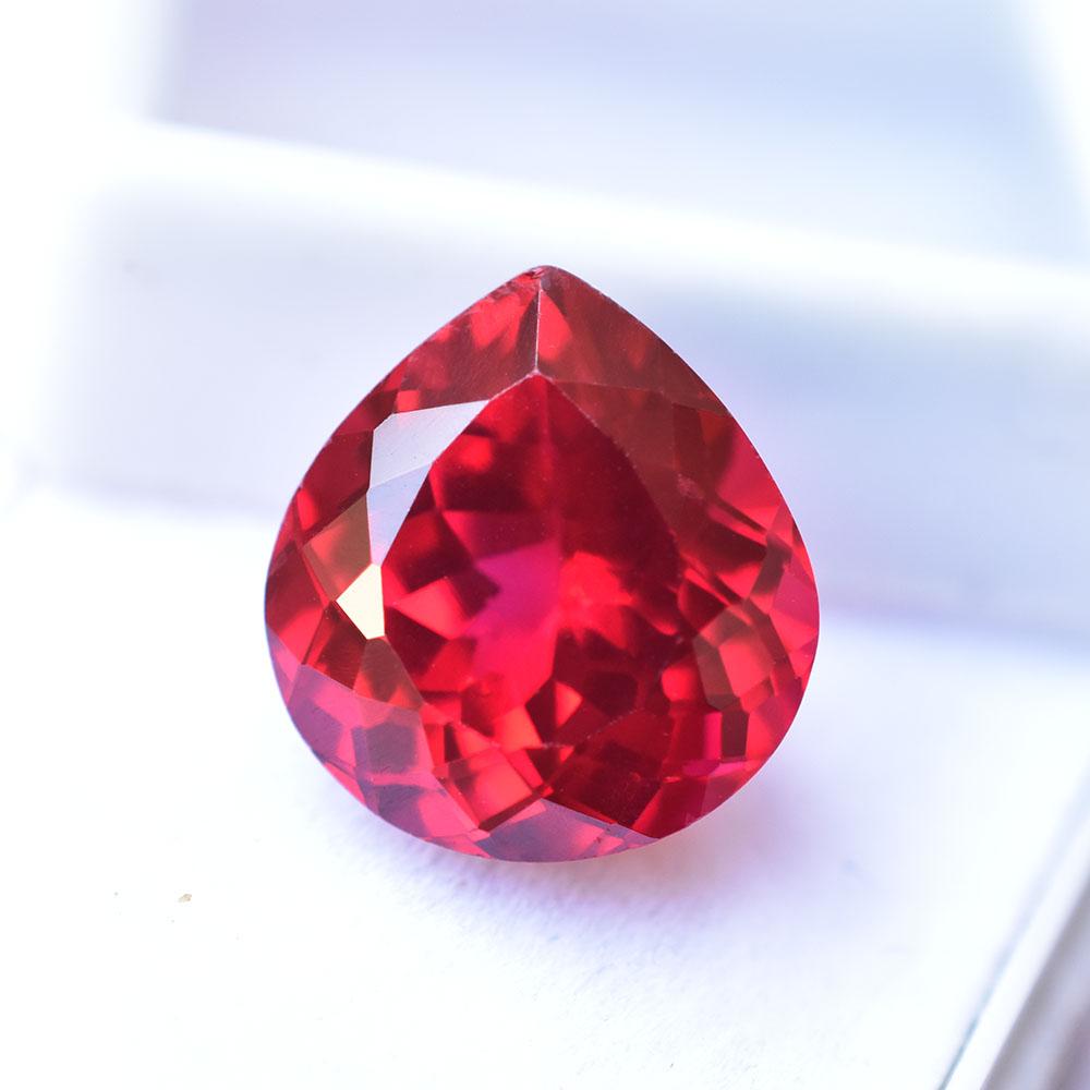 

Natural Red Ruby 10ct Pear Cut Certified Loose Gemstone 13 mm approx. червоний