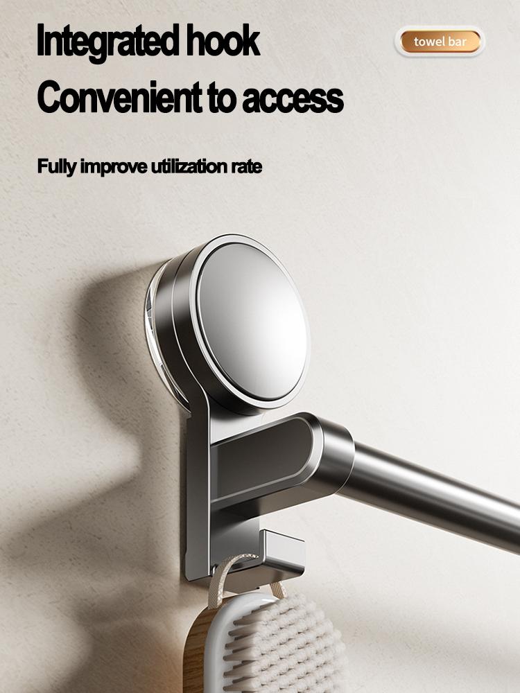 Strong Suction Cup Towel Bar Stainless Steel Bathroom Towel Rack No Drill 10KG Heavy Duty Waterproof for Bathroom/Kitchen