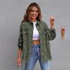 Giacca di Jeans Monocolore con Buchi Rottti Cardigan a Bottoni Casual Comodo Largo Cappotto Streetwear Capospalla da Donna