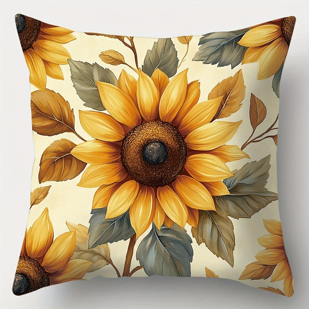 Sunflower Autumn - Themed Pillowcase PillowcaseBedroom Living Room Sofa Home Decor Polyester Cushion Cover with Zipper