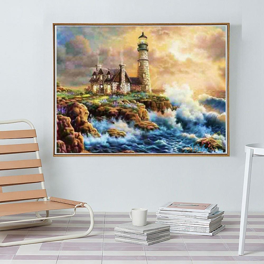 Diamantmaling Landskap 5D Diamantmaling Full Drill Korsstingsett Diamantmaling Full Drill Rund