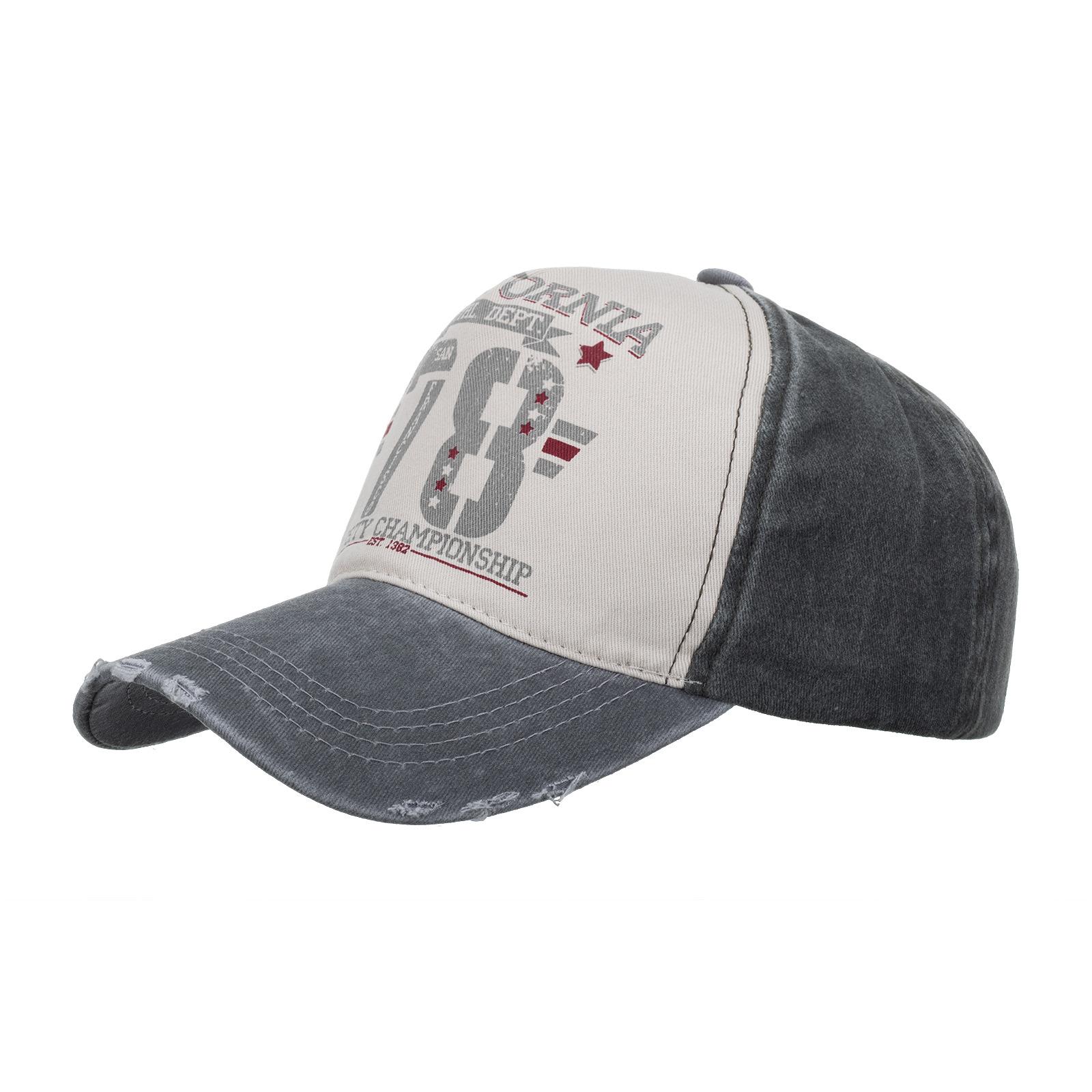 

Spring and summer new contrasting color washed letter printed baseball cap cap cap sun hat sun hat Adjustable сірий колір