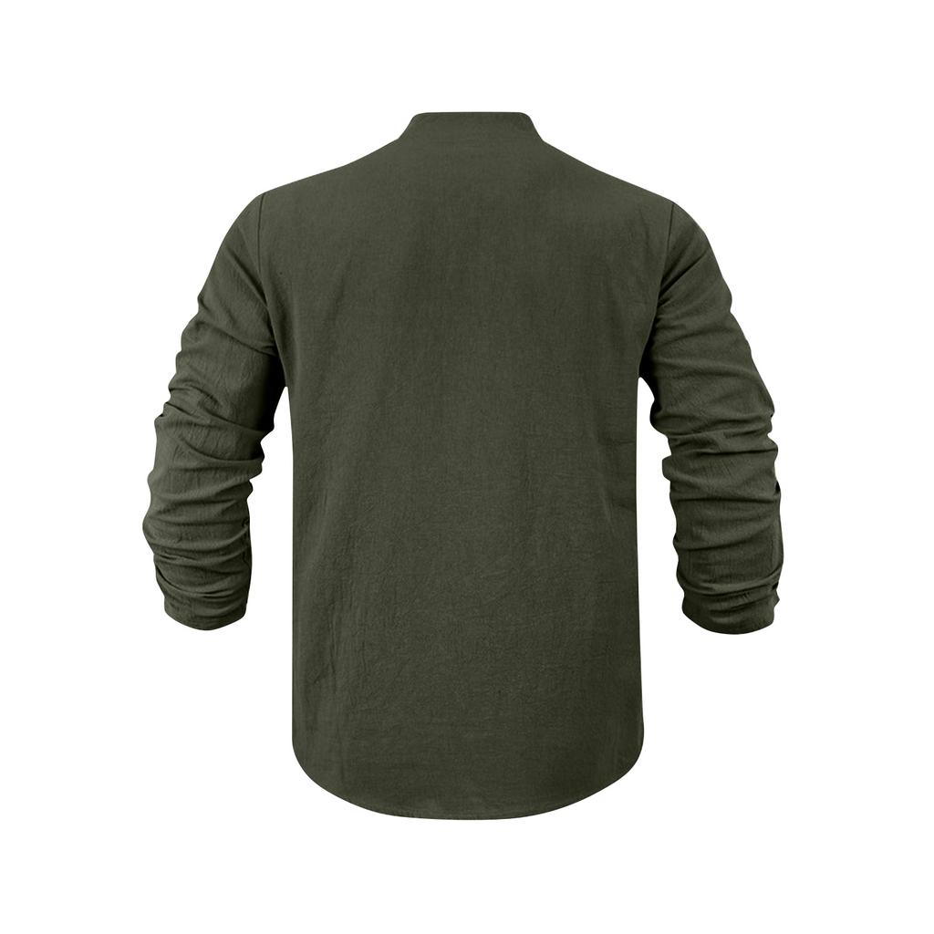 Men's Solid Color Button Down Long Sleeve Tops Men's Casual Fashion Long Sleeve Tops