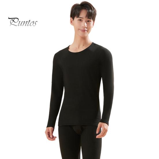2 Pcs/Set Winter Thermal Clothing Set Round Neck Seamless Long Sleeve Warm Thick Plush Slim Fit Elastic Lady Cold Weather Pajamas Set Homewear