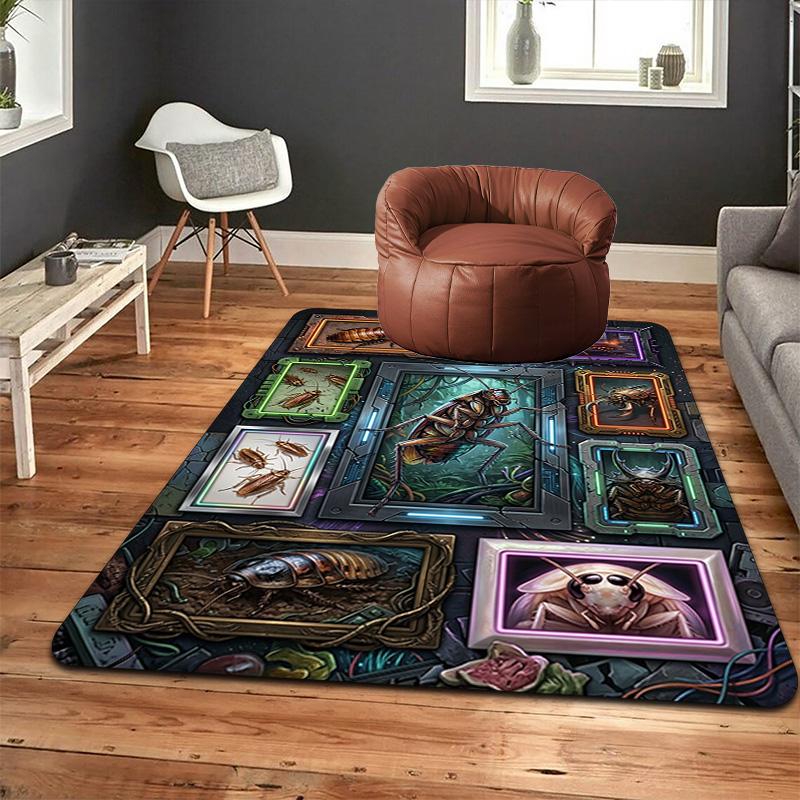 Insect Evolutionary Showcase Pattern Rug Floor Mat for Living Room or Bedroom Soft and Comfortable Carpet a Gift for Birthday and Holiday.