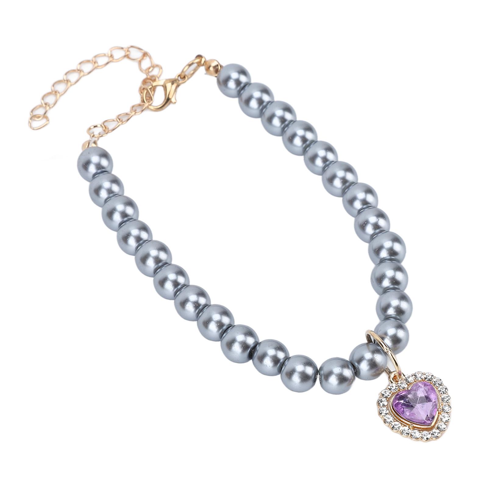 

Нашийник для домашніх тварин, регульований стильний нашийник з підвіскою у формі серця для цуценяти, кота, для щоденного носіння, для вечірки Grey Purple