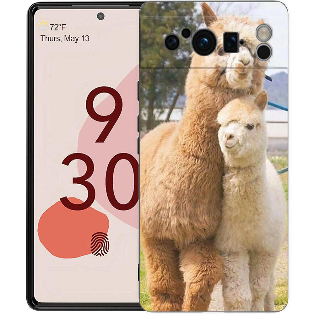 Kawaii Alpaca lovely Phone Case For Google pixel 9 8 7 6 Pro 8A 6A 7A 5G Silicone Shockproof Black Cover Fundas