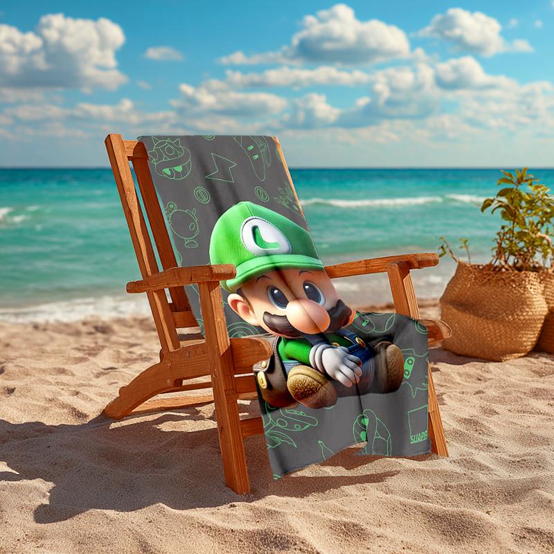 1Pc Luigi'S Adventure Quest Beach Towel, Quick Dry, Multi-Use for Beach Pool Gym Yoga Home Travel, Christmas, Halloween, Xmas Gift S929274