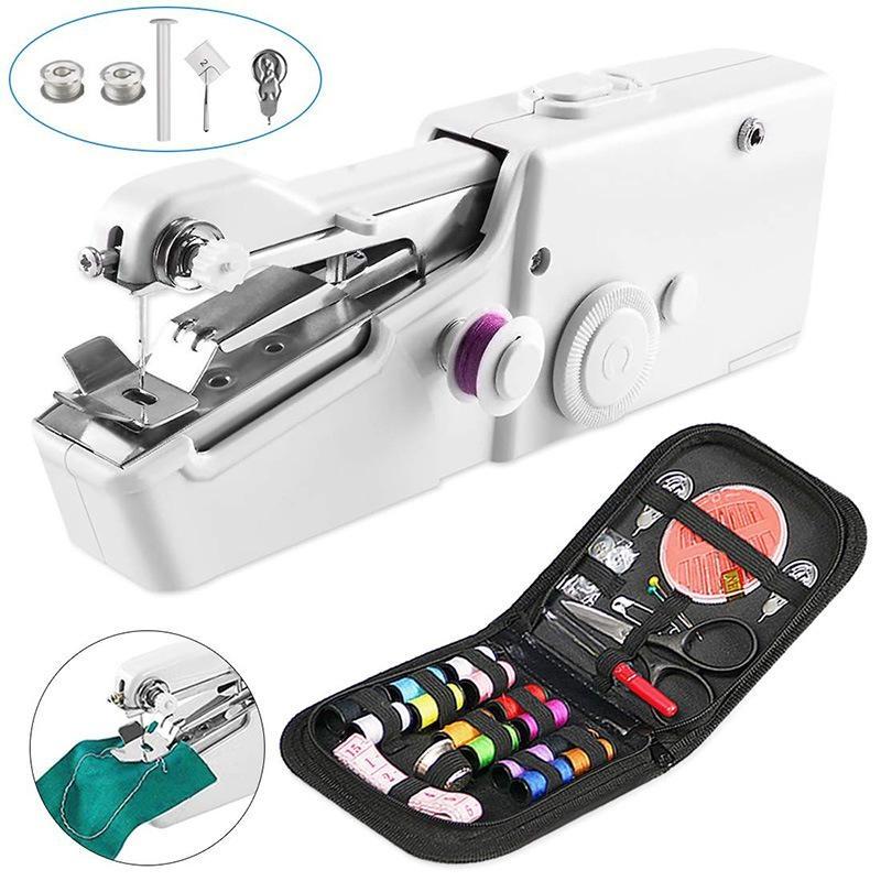 Portable Handheld Sewing Machines Kit Stitch Sew Needlework Cordless Clothes Fabrics Electric Sewing Machine with 27PCS Sewing