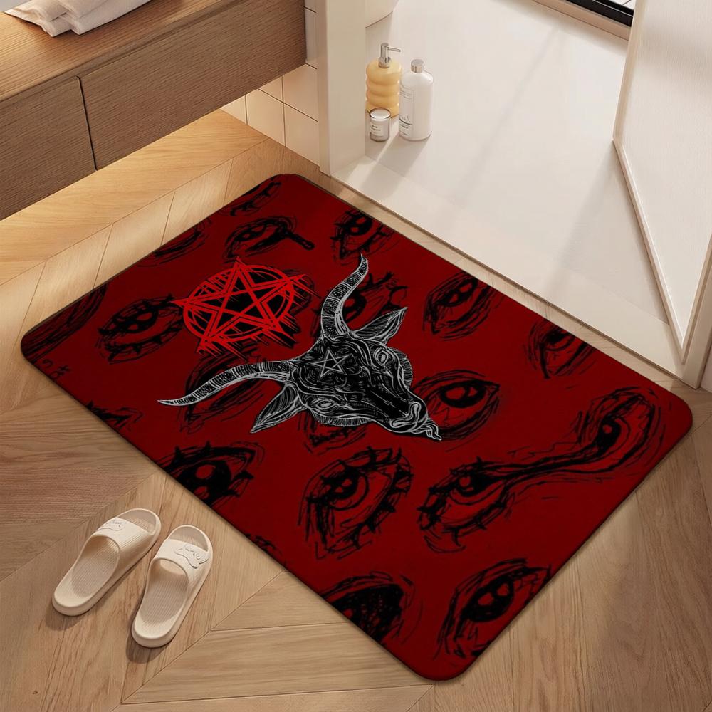 Dark Baphomet Pentagram Art Indoor Rug Soundproof Shockabsorbing Carpet For Office Study Home Decor Memorial Gift