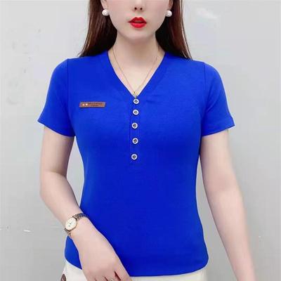 Women's 2022 Summer V-Neck Slim Fit Casual Fashion Short-Sleeve Top