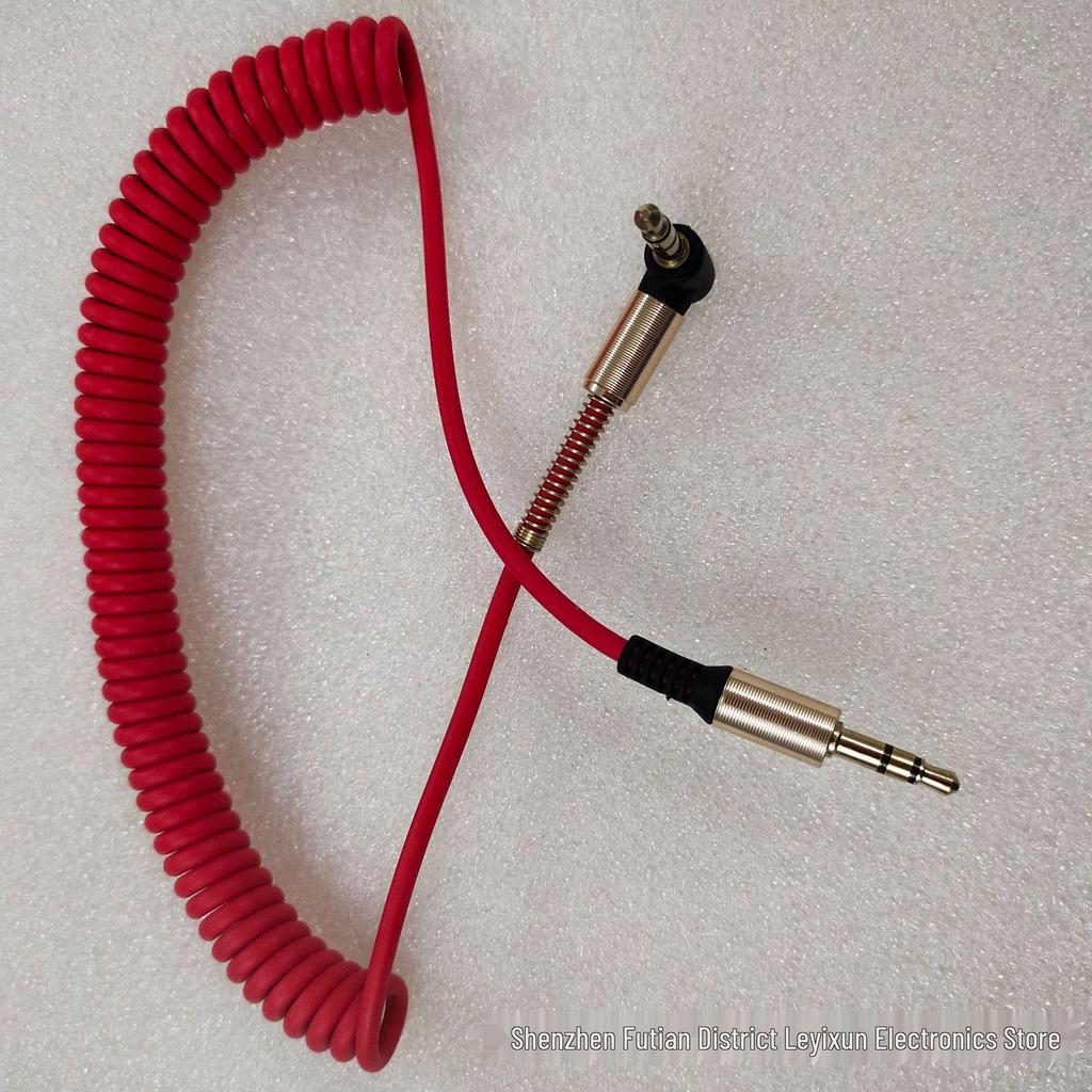 1,5m Einziehbares 3,5mm Klinke auf Klinke AUX Feder Audio-Kabel mit Winkel zu Geradem Stecker Design für Autoanschluss