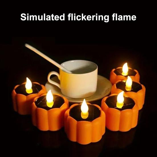 Zero Electricity Outdoor Illumination Solar Pumpkin Garden Light, Flickering LED Candle Lantern, Waterproof Lights Lawn Lamp for Patio Haunted