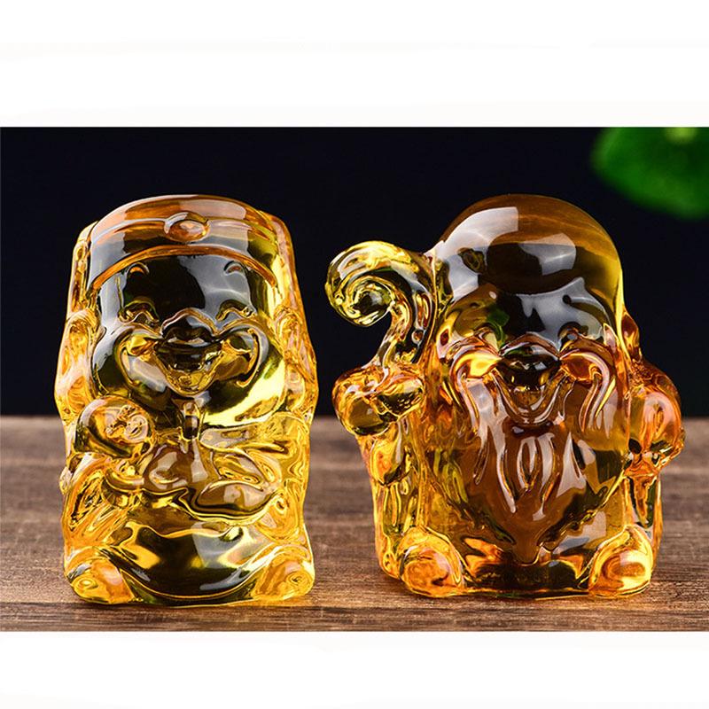Yellow Crystal God of Wealth Ornament: Five-Way Glazed Decoration for Home or Gifts