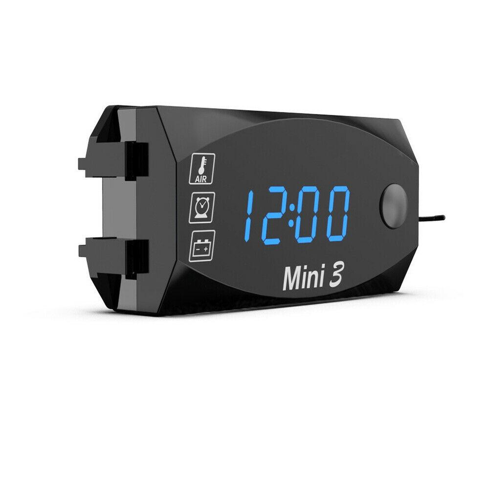 Vodotěsný motocyklový voltmetr elektronické hodiny teploměr pro LED displej