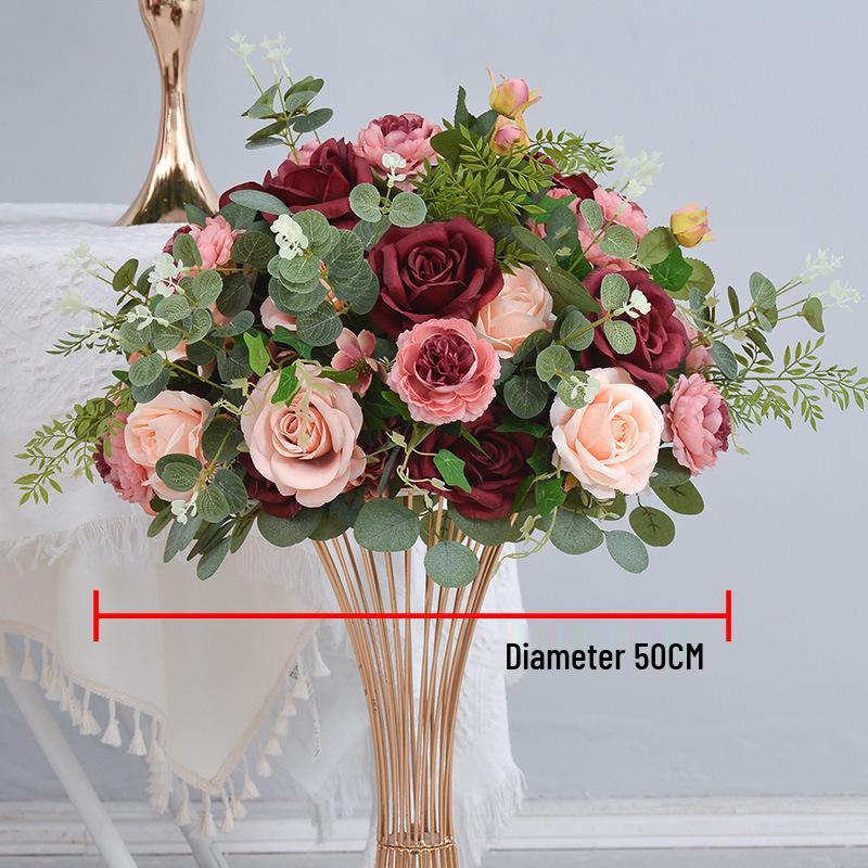 Guangqianfeng Deep Red & Pink Floral Wedding Arch Décor