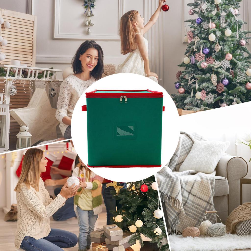 Caixa Organizadora para Enfeites de Natal Armazena Até 64 Bolas de Enfeites de Natal Decorações de Feriado Acessórios Organizador de Armazenamento