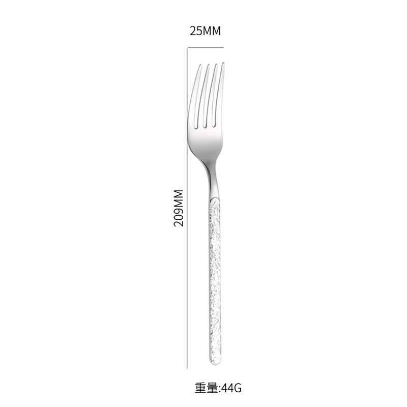 Bright 201 Stainless Steel Embossed Stone Knives, Forks and Spoons Supplies Western Tableware Set Steak Knives, Forks and Ice Spoons