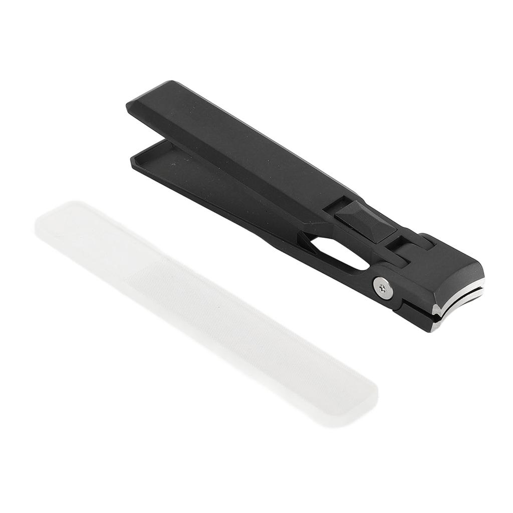 Nail Clipper with File Black Ultra Thin Stainless Steel Large Flat Toenail Clipper for Fingernail To