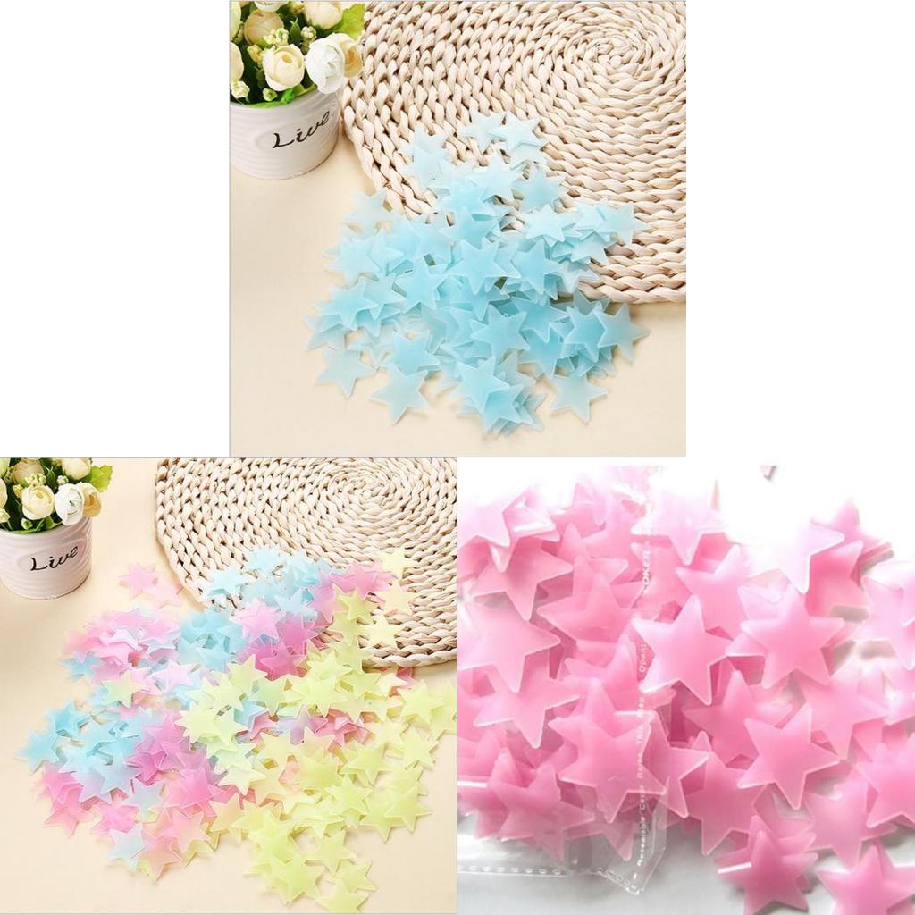100pcs Bag Of Premium Quality Glow In The Dark Wall Stickers For Kids' Bedrooms In Colorful Star Shapes