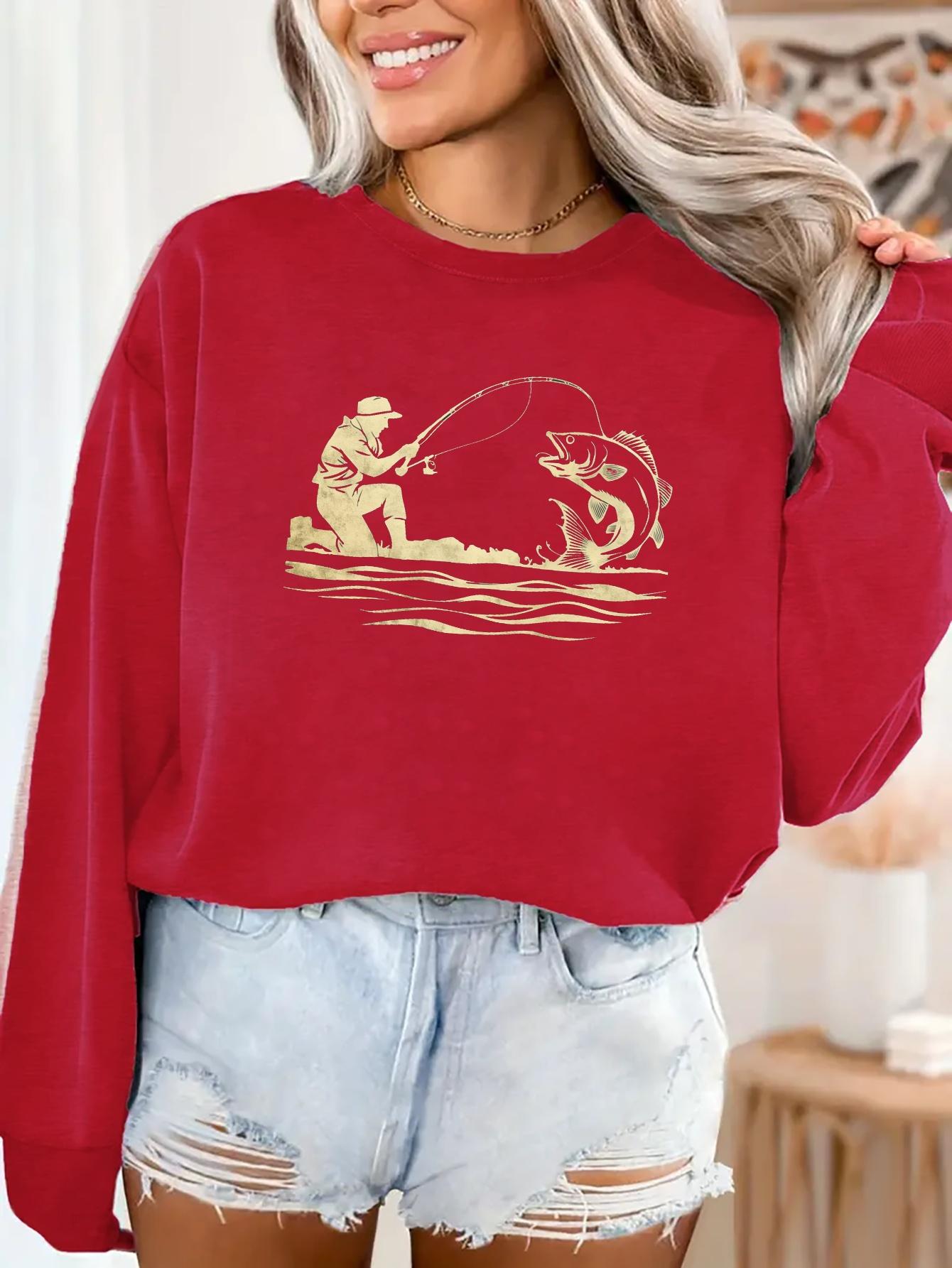 

Vintage style fishing illustration women s sweatshirts XXL