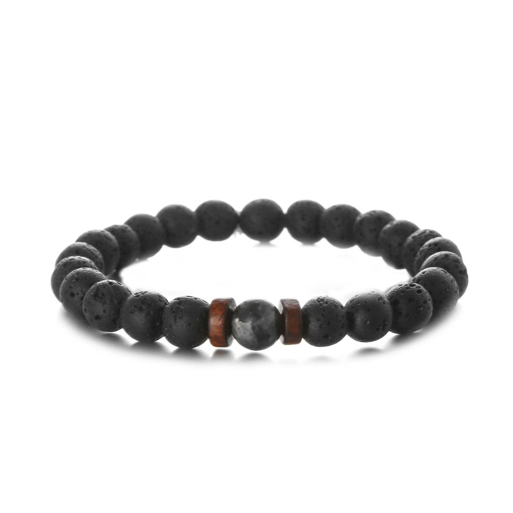 Volcanic and Black Iron Stone Couple Bracelets - Shining Gemstone Style.