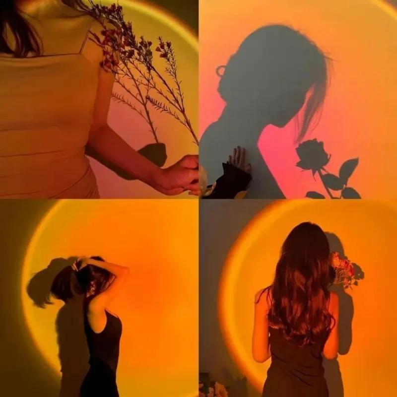 USB Sonnenuntergangslicht LED Regenbogen Neon Nachtlampe Handy Selbstfotografie Licht Wandatmosphärenbeleuchtung Für Schlafzimmerdekoration