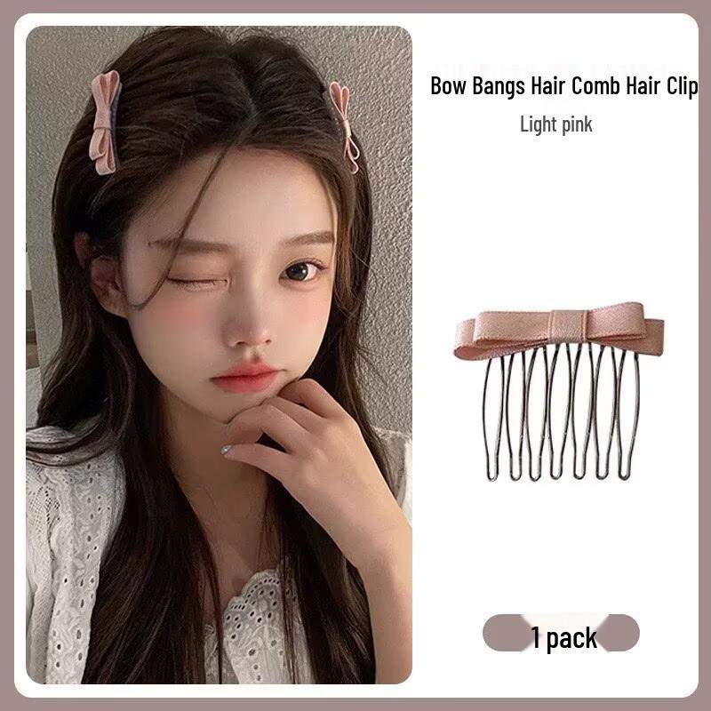 Korean Bow Hair Comb: Women's Versatile Wispy Bangs Hairpin Accessory