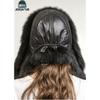 JERYAFUR Women White Ushanka Trapper Hat, Faux Fur Ear Flap with Pom Poms Warm Ladies Winter Cap for Snowy Cold Weather