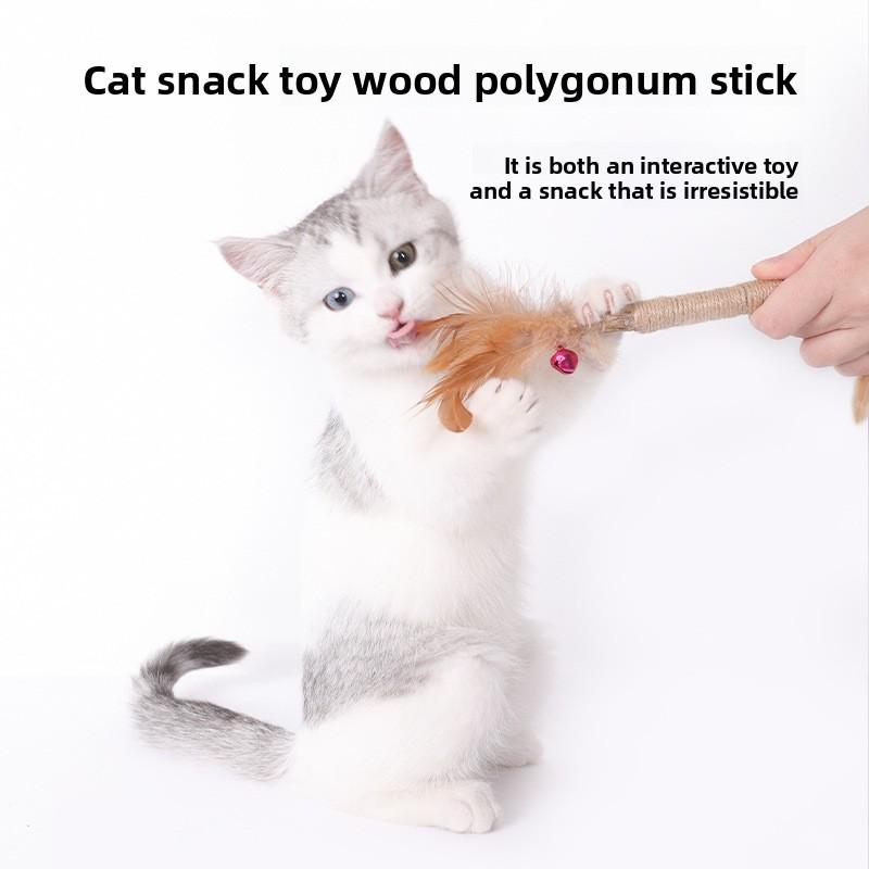 Wood Tianliao Feather Gall Fruit Raffia Grass Toy Cat Teething Stick Cat Gnawing Toy Cat Teasing Stick Cat Teasing Toy