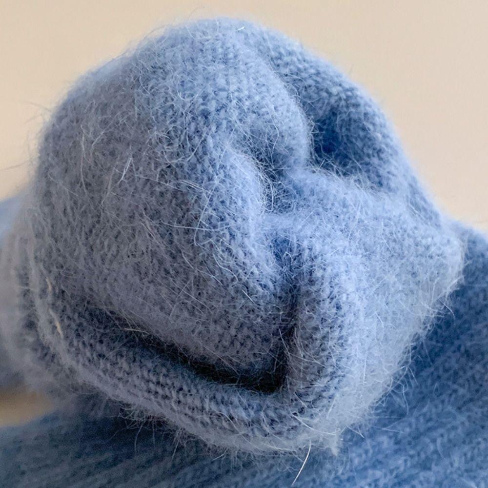 Touch-screen Flannel Gloves Warm Full Finger Mittens Breathable Long Rabbit Fur Gloves Cycling