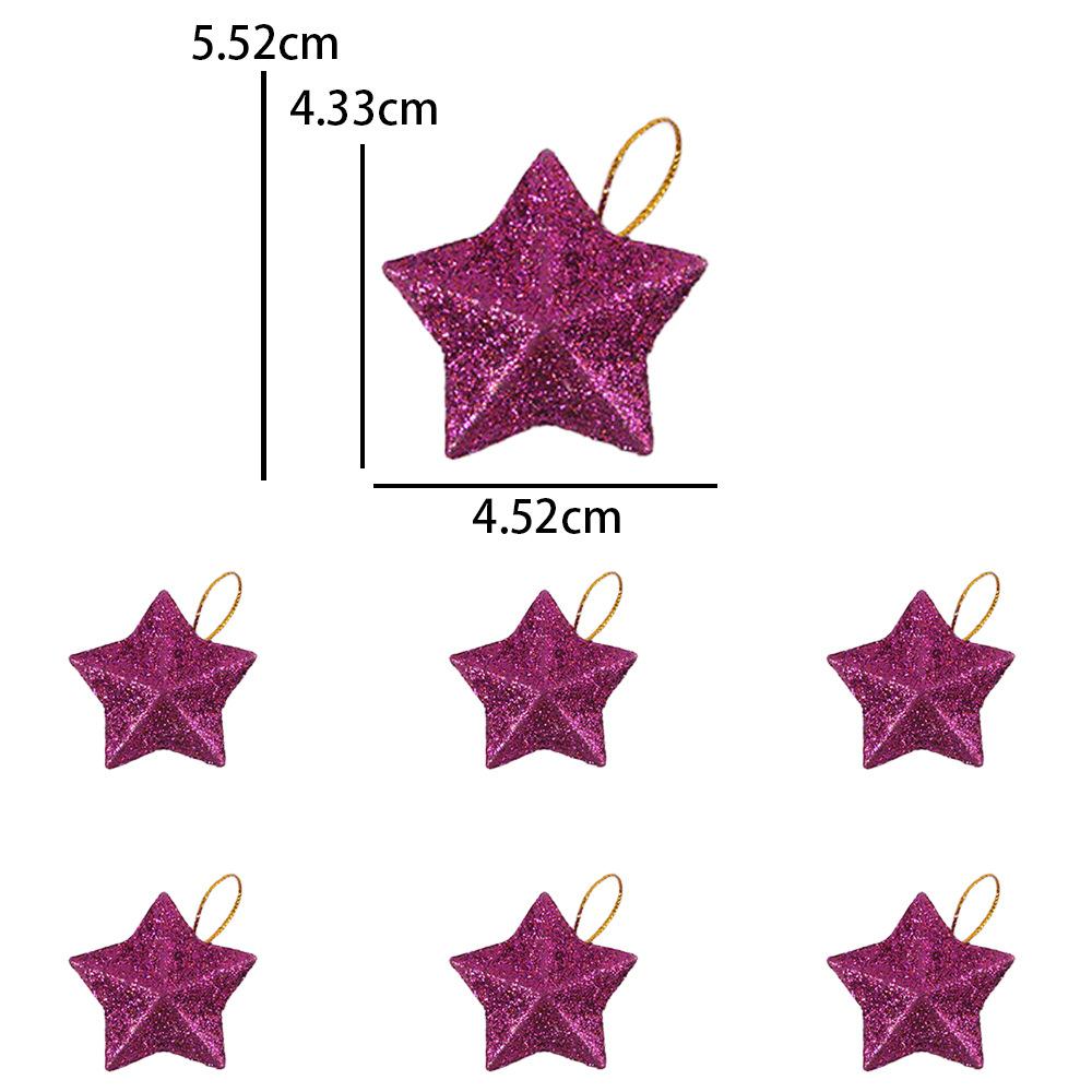 6Pcs Plastic Christmas Decorations Gold Glitter Star Decorations Christmas Tree Hanging Decorations Christmas Festive Supplies